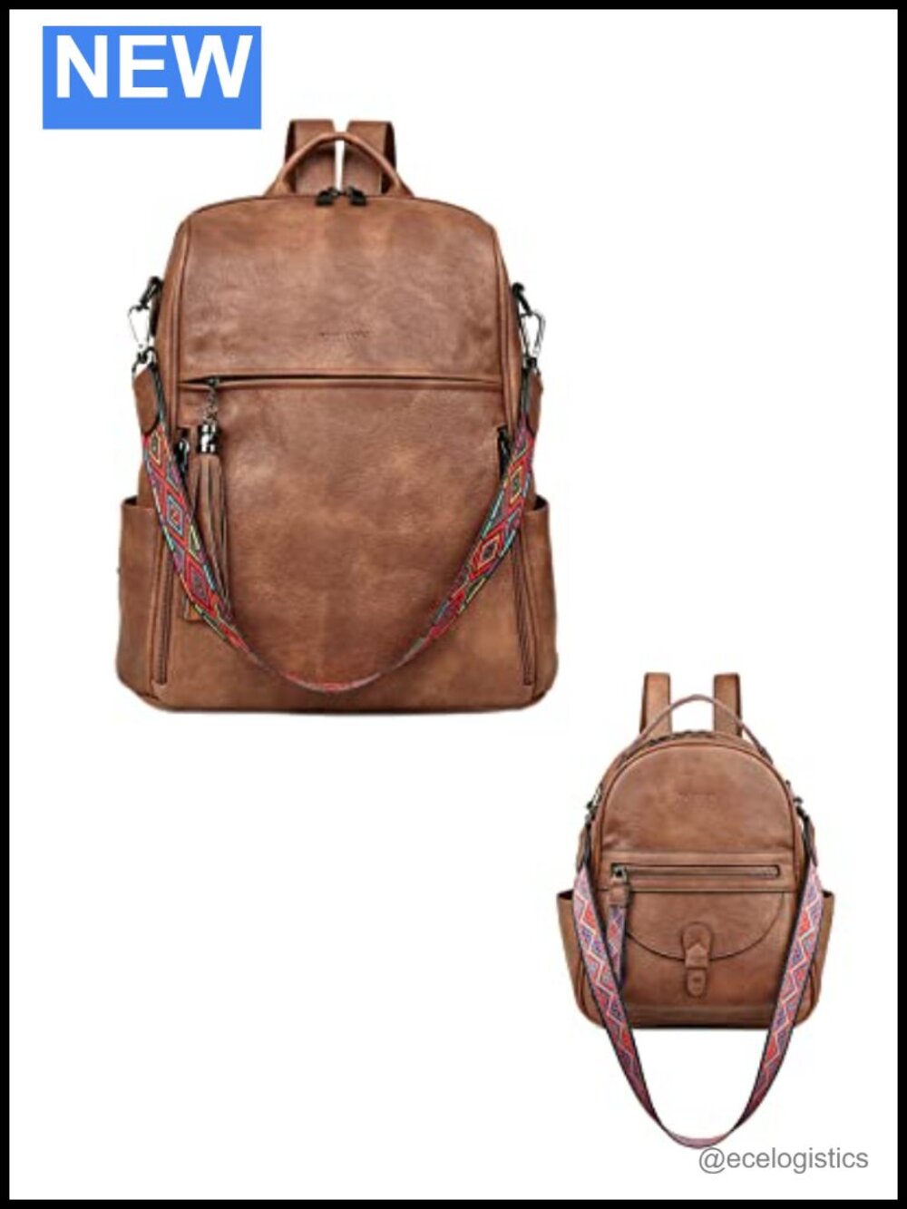 PU Leather Convertible Backpack Purse with Tassels Waterproof Women